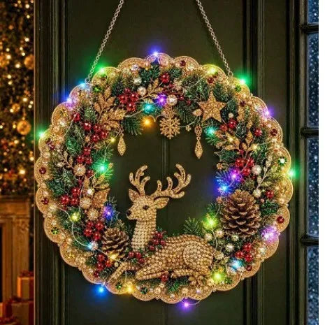 Christmas Diamond Painting Light Wreath  jihe
