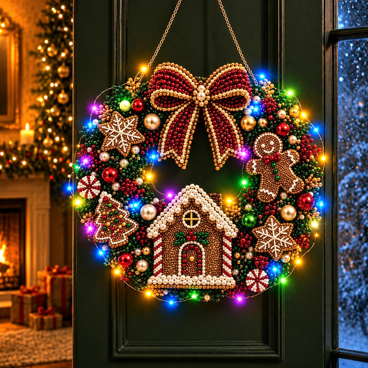 Christmas Diamond Painting Light Wreath  jihe
