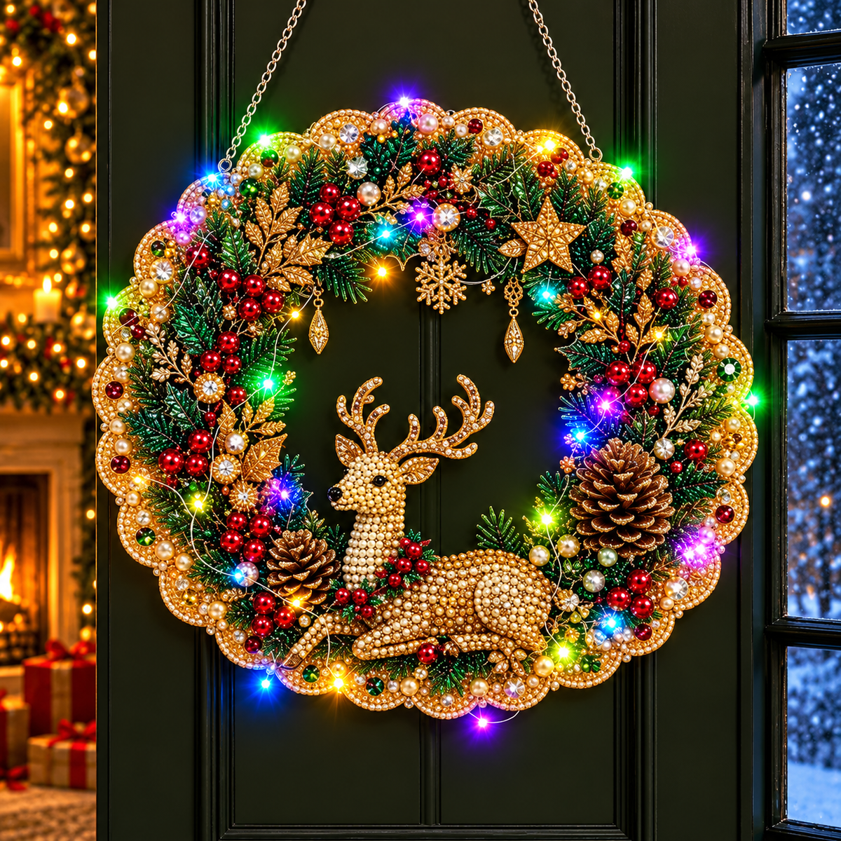 Christmas Diamond Painting Light Wreath  jihe