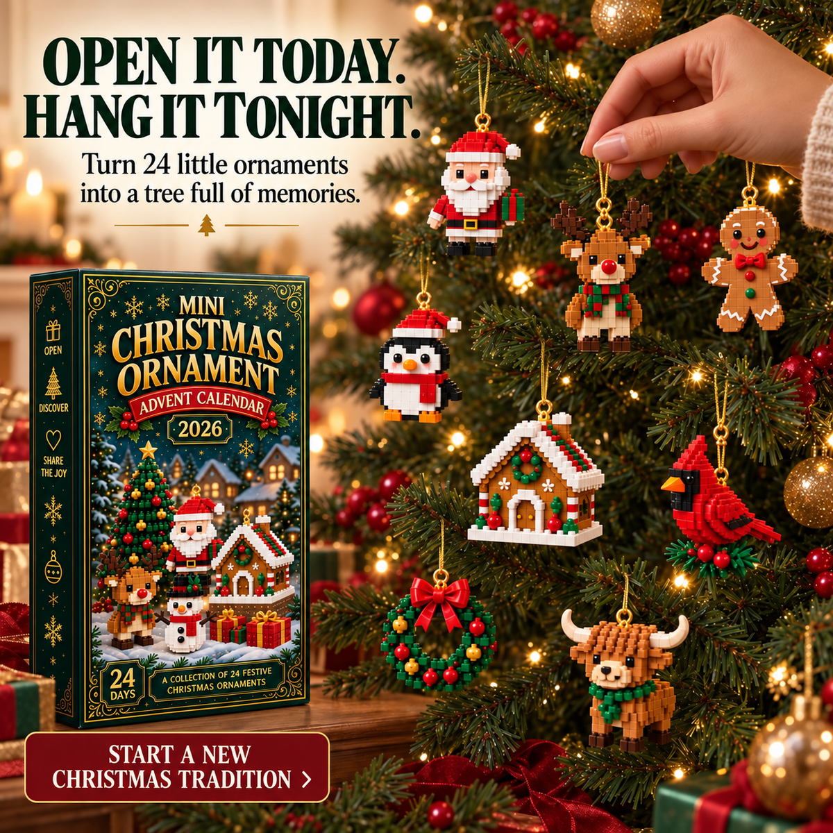 ⏳ Last Day 49% OFF – 🎄24-Day Mini Christmas  Ornament Advent Calendar