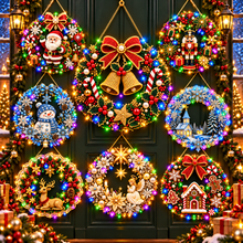 Buy 2, Get FREE Shipping! 🎁 Christmas Diamond Painting Light Wreath DIY Kit   HOT SALE 49% OFF✨