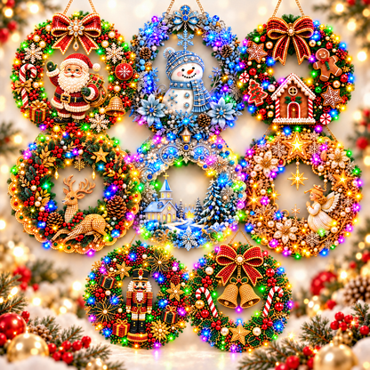 Christmas Diamond Painting Light Wreath  jihe
