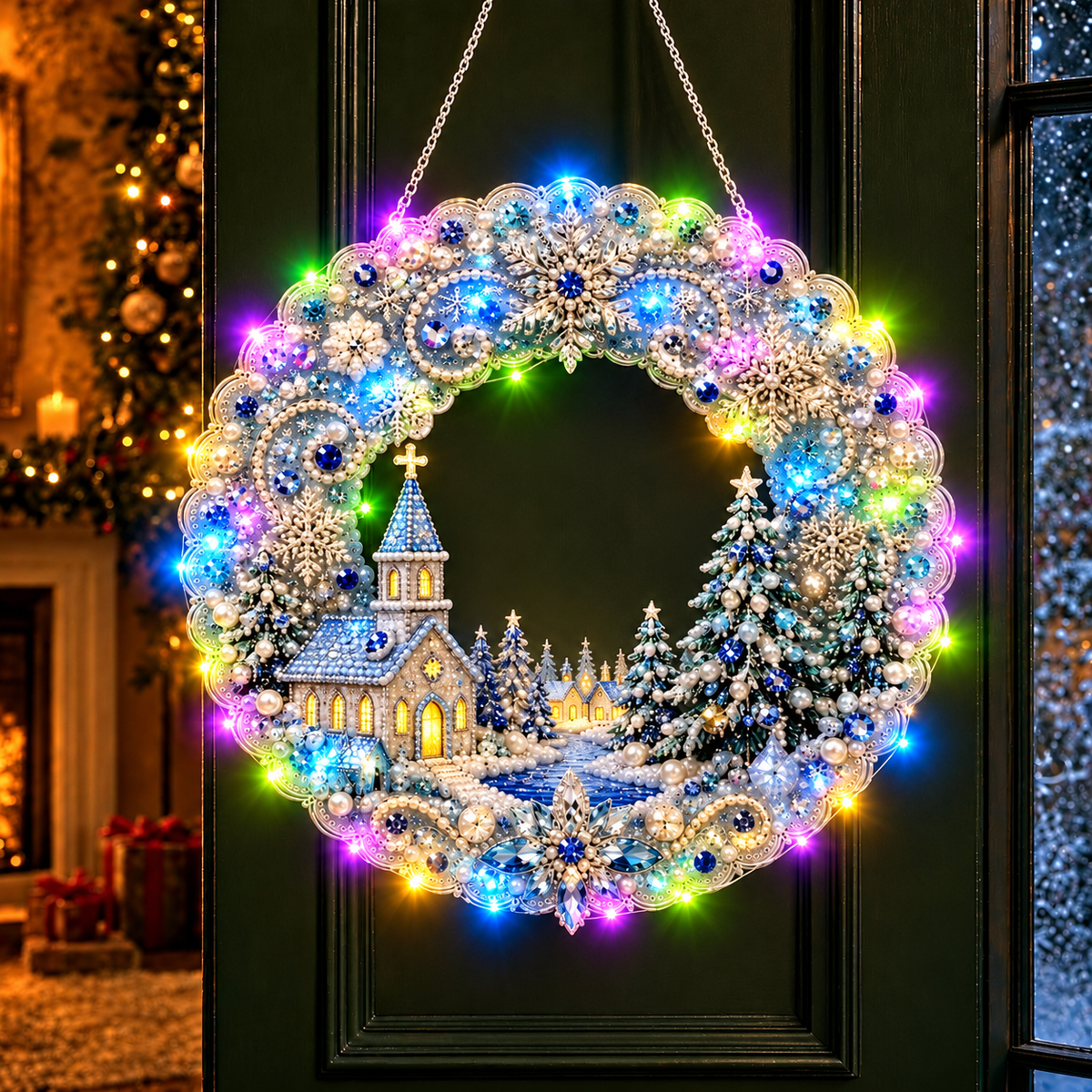 Christmas Diamond Painting Light Wreath  jihe