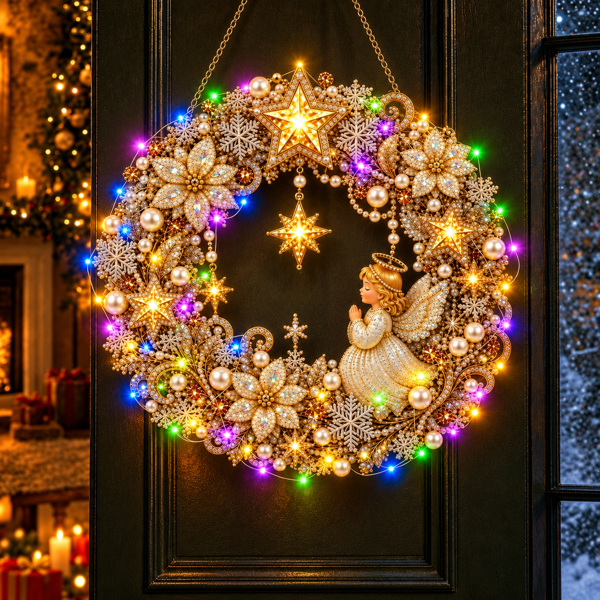 Christmas Diamond Painting Light Wreath  jihe